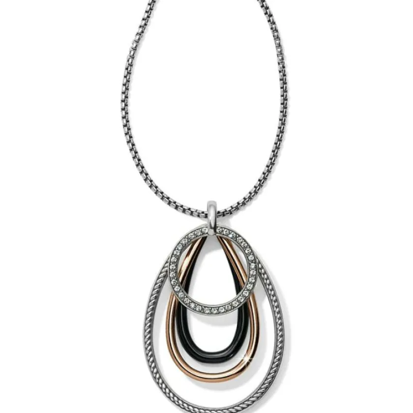 Brighton Neptune's Rings Black Convertible Pendant Necklace Silver-Gold Hot