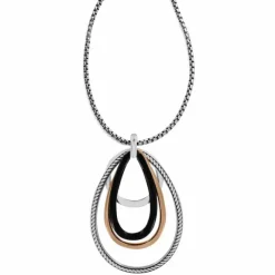 Brighton Neptune's Rings Black Convertible Pendant Necklace Silver-Gold Hot