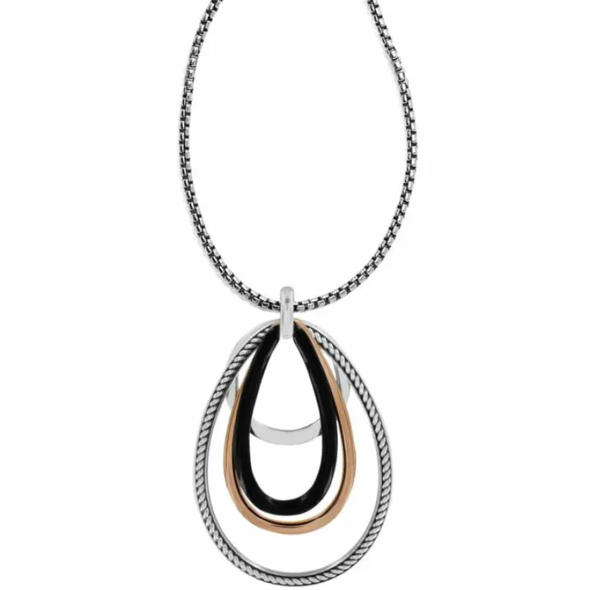 Brighton Neptune's Rings Black Convertible Pendant Necklace Silver-Gold Hot