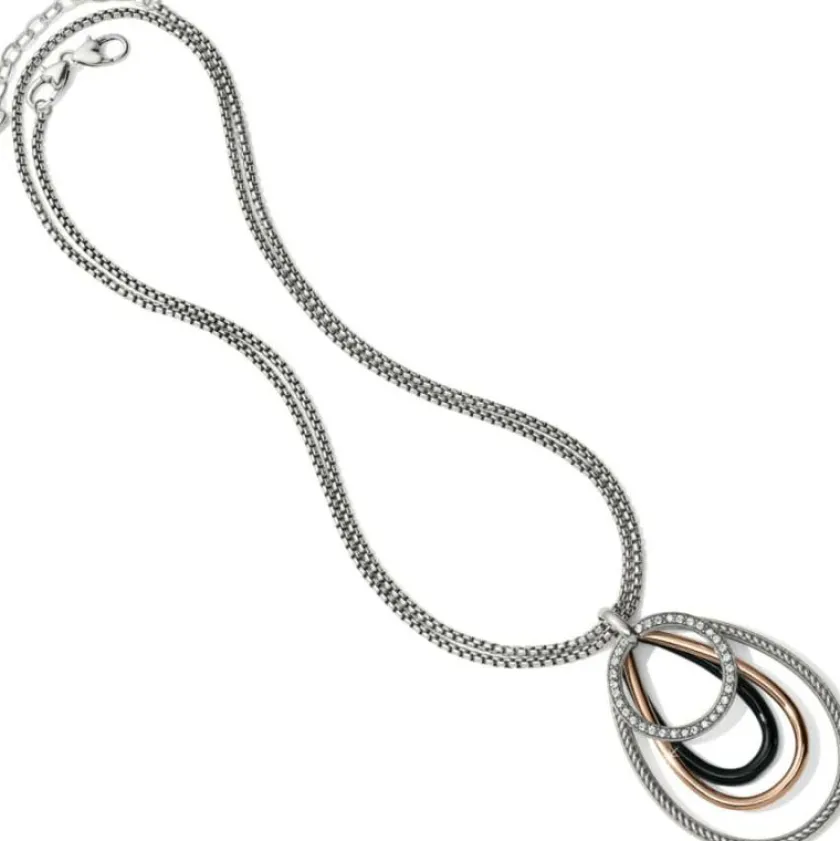 Brighton Neptune's Rings Black Convertible Pendant Necklace Silver-Gold Hot