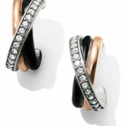 Brighton Neptune's Rings Black Leverback Earrings Silver-Gold Best