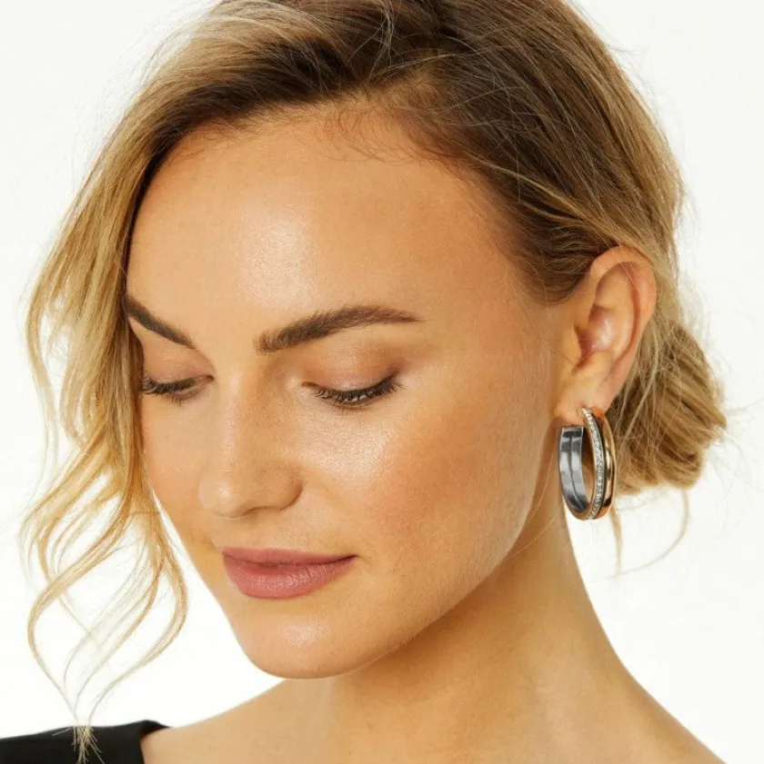 Brighton Neptune's Rings Duo Large Hoop Earrings Silver-Gold Sale