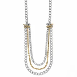 Brighton Neptune's Rings Multiple Row Chain Necklace Silver-Gold New