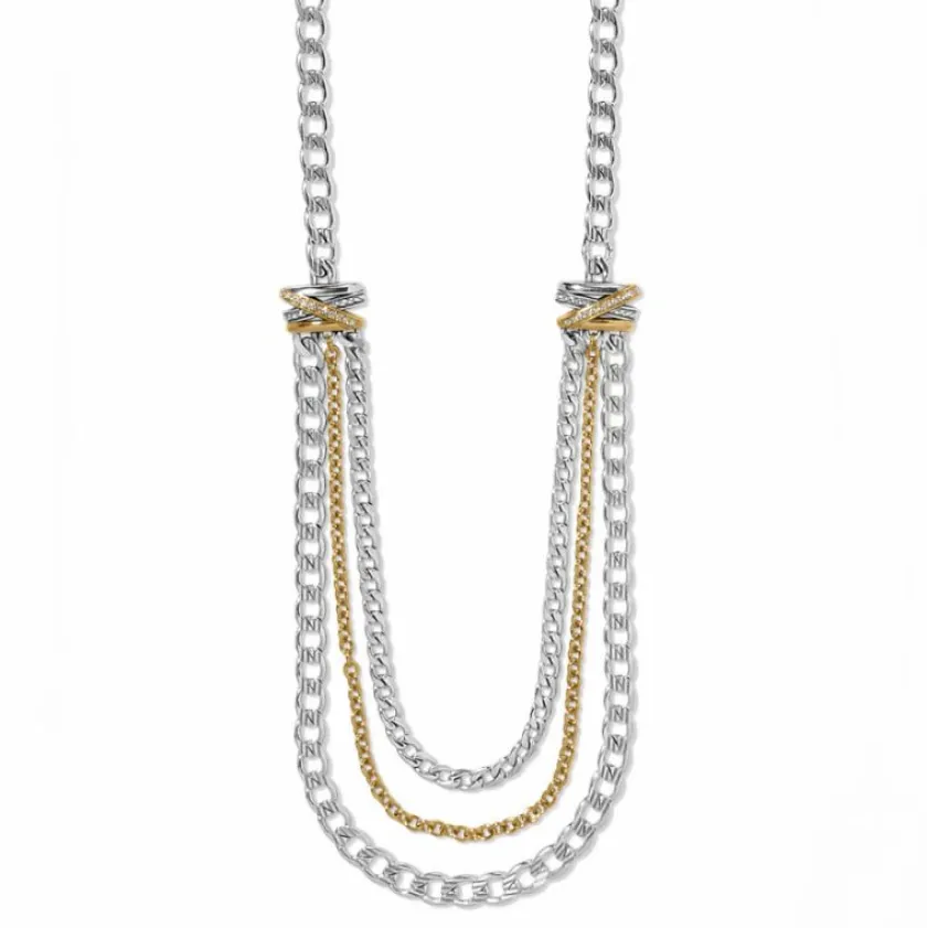 Brighton Neptune's Rings Multiple Row Chain Necklace Silver-Gold New