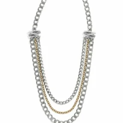 Brighton Neptune's Rings Multiple Row Chain Necklace Silver-Gold New