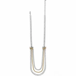 Brighton Neptune's Rings Multiple Row Chain Necklace Silver-Gold New