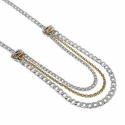 Brighton Neptune's Rings Multiple Row Chain Necklace Silver-Gold New