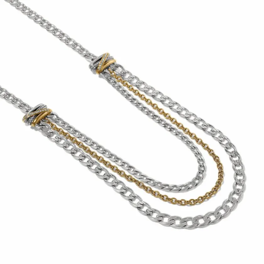 Brighton Neptune's Rings Multiple Row Chain Necklace Silver-Gold New