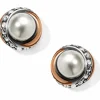 Brighton Neptune's Rings Pearl Button Earrings Cream New