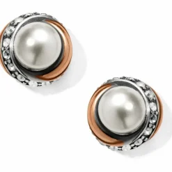 Brighton Neptune's Rings Pearl Button Earrings Cream New