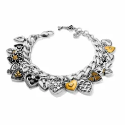 Brighton One Heart Charm Bracelet Silver-Gold New