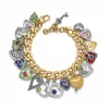 Brighton One Heart Color Charm Bracelet Silver-Gold Clearance