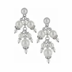 Brighton Pearl-icious Post Drop Earrings Silver-Pearl Discount