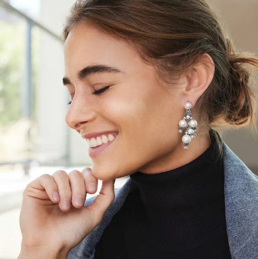 Brighton Pearl-icious Post Drop Earrings Silver-Pearl Discount
