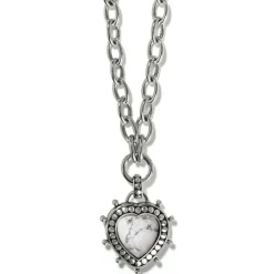 Brighton Pebble Dot Hati Howlite Heart Necklace Silver-White Online