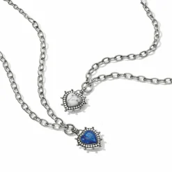 Brighton Pebble Dot Hati Howlite Heart Necklace Silver-White Online