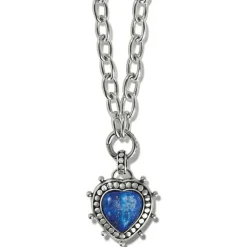 Brighton Pebble Dot Hati Lapis Heart Necklace Silver-Blue Best