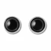 Brighton Pebble Dot Onyx Post Earrings Silver-Black Fashion