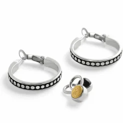 Brighton Pebble Dot Onyx Reversible Hoop Earrings Gold-Black Online