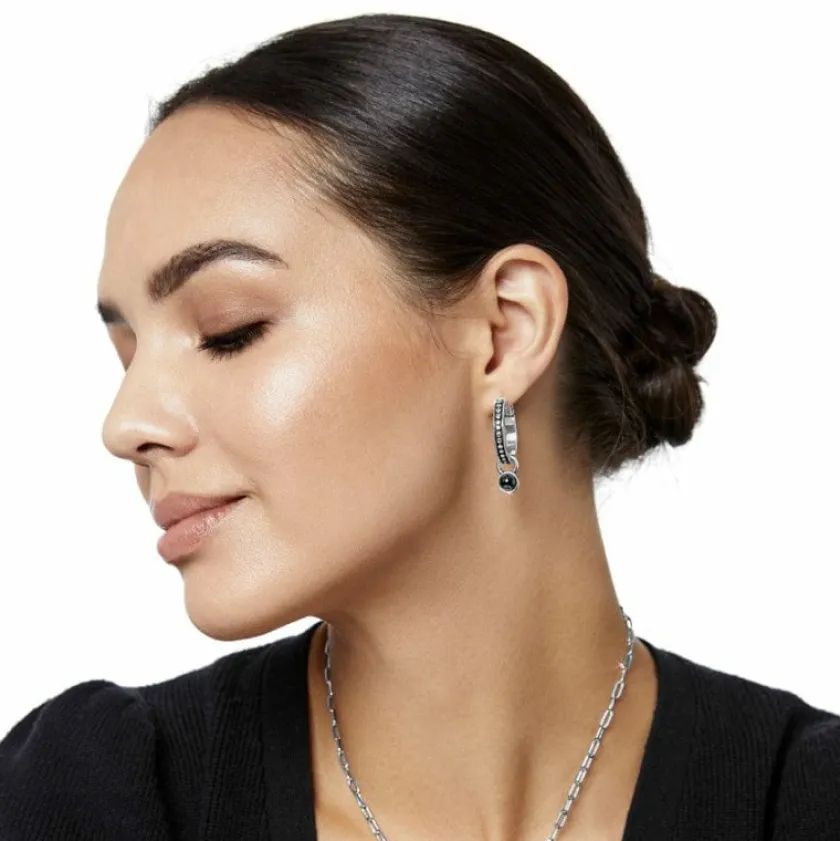 Brighton Pebble Dot Onyx Reversible Hoop Earrings Gold-Black Online