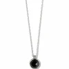 Brighton Pebble Dot Onyx Short Necklace Silver-Black Fashion