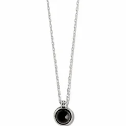 Brighton Pebble Dot Onyx Short Necklace Silver-Black Fashion