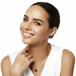 Brighton Pebble Dot Onyx Short Necklace Silver-Black Fashion