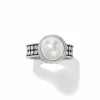 Brighton Pebble Dot Pearl Wide Band Ring Silver-Pearl New