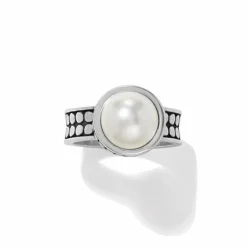 Brighton Pebble Dot Pearl Wide Band Ring Silver-Pearl New