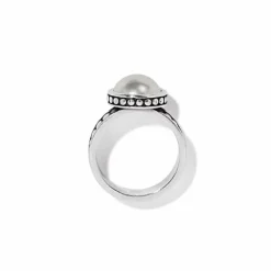 Brighton Pebble Dot Pearl Wide Band Ring Silver-Pearl New
