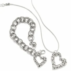 Brighton Pebble Heart Necklace Silver Best