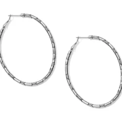 Brighton Pebble Large Oval Hoop Earrings Silver New