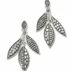 Brighton Pebble Leaf Trio Post Drop Earrings Silver Outlet