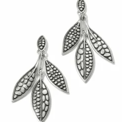Brighton Pebble Leaf Trio Post Drop Earrings Silver Outlet