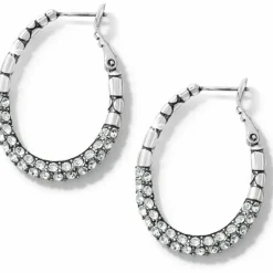 Brighton Pebble Pave Hoop Earrings Silver Sale