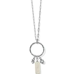 Brighton Pebble Pearl Charm Ring Necklace Silver-Pearl Fashion