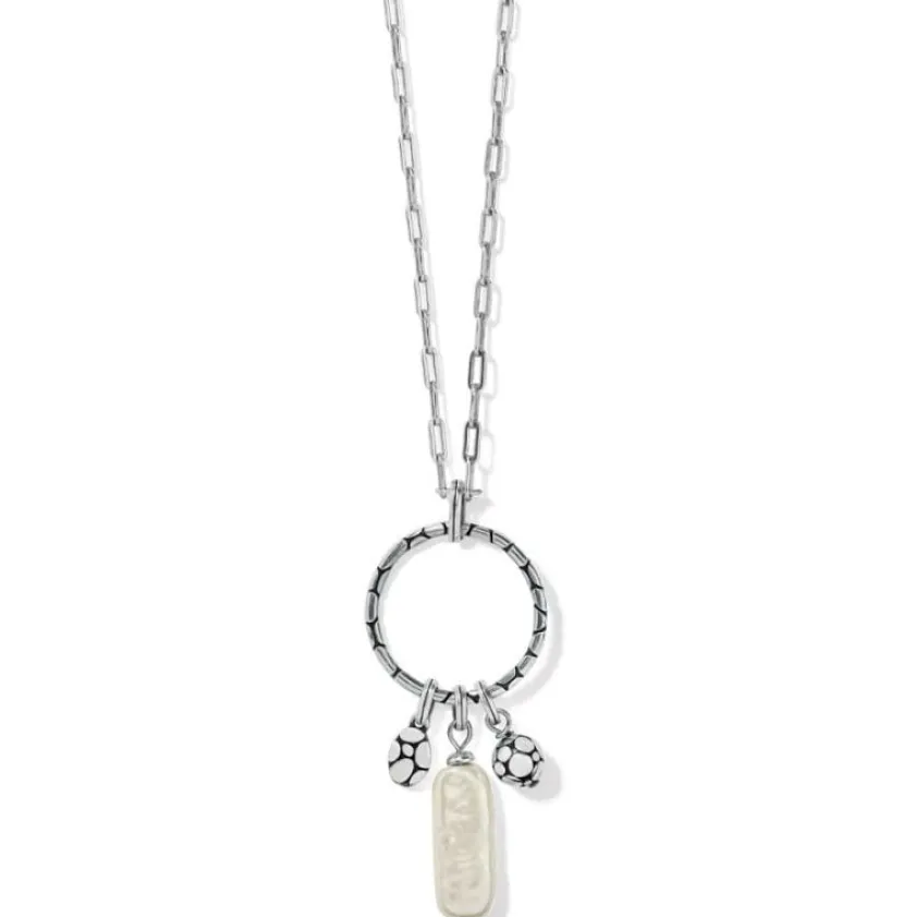 Brighton Pebble Pearl Charm Ring Necklace Silver-Pearl Fashion