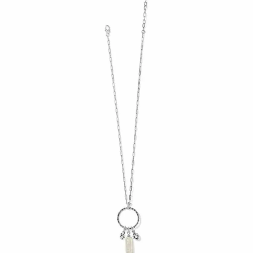 Brighton Pebble Pearl Charm Ring Necklace Silver-Pearl Fashion