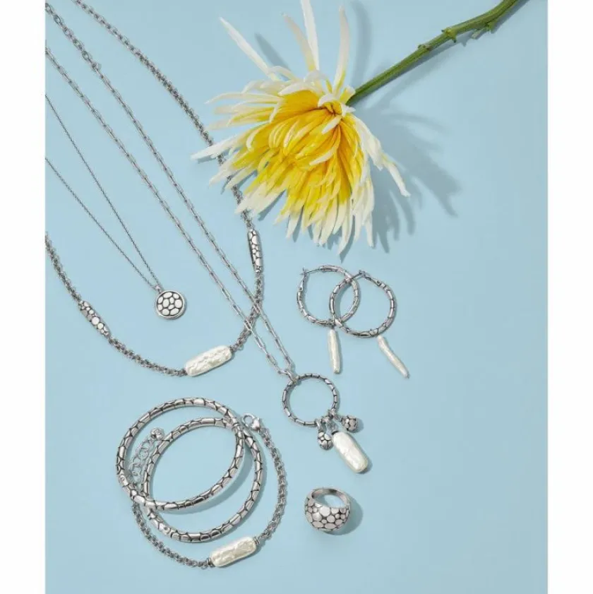 Brighton Pebble Pearl Charm Ring Necklace Silver-Pearl Fashion