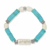 Brighton Pebble Pearl Coast Stretch Bracelet Silver-Blue Outlet