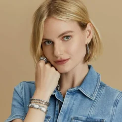 Brighton Pebble Slim Hinged Bangle Silver Discount