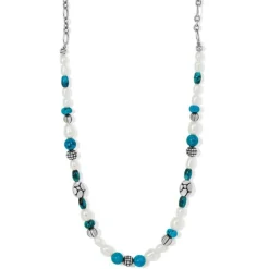Brighton Pebble Turquoise And Pearl Necklace Silver-Turquoise Best