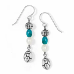 Brighton Pebble Turquoise Pearl French Wire Earrings Silver-Pearl Fashion