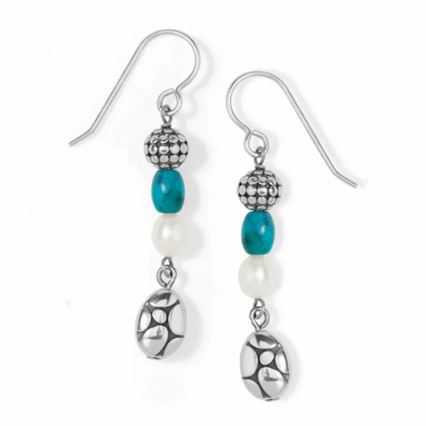Brighton Pebble Turquoise Pearl French Wire Earrings Silver-Pearl Fashion