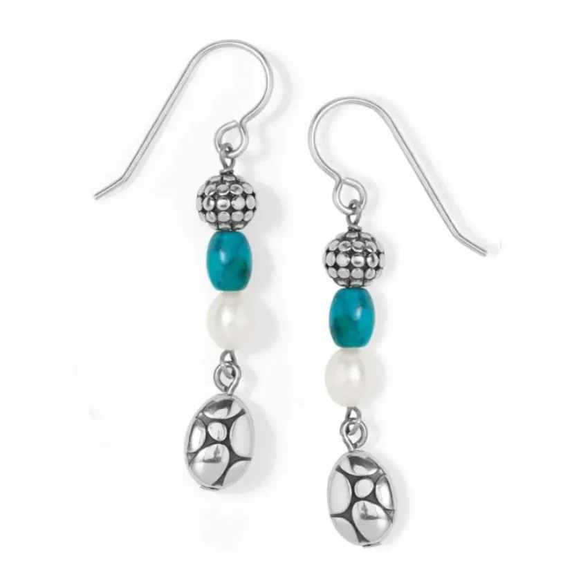 Brighton Pebble Turquoise Pearl French Wire Earrings Silver-Pearl Fashion