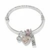 Brighton Pink Heart Charm Bangle Silver-Pink New