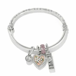 Brighton Pink Heart Charm Bangle Silver-Pink New