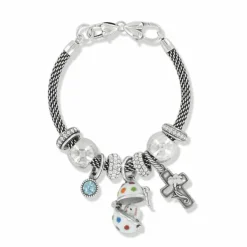 Brighton Polka Dot Easter Egg Charm Bracelet Silver-Multi Hot