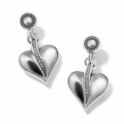 Brighton Precious Heart Post Drop Earrings Silver Outlet