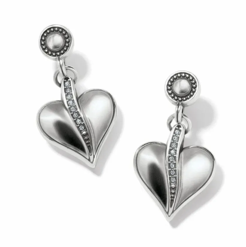 Brighton Precious Heart Post Drop Earrings Silver Outlet